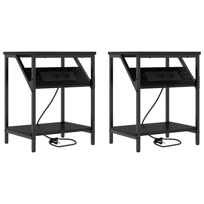 Dulap de noapte 2 pcs Stejar Negru 38 x 30 x 48 cm - WALTI WALTI