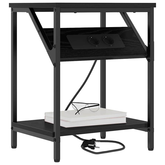 Dulap de noapte 2 pcs Stejar Negru 38 x 30 x 48 cm - WALTI WALTI