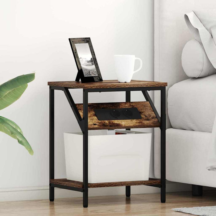 Dulap de noapte Stejar fumuriu 38 x 30 x 48 cm Lemn compozit - WALTI WALTI