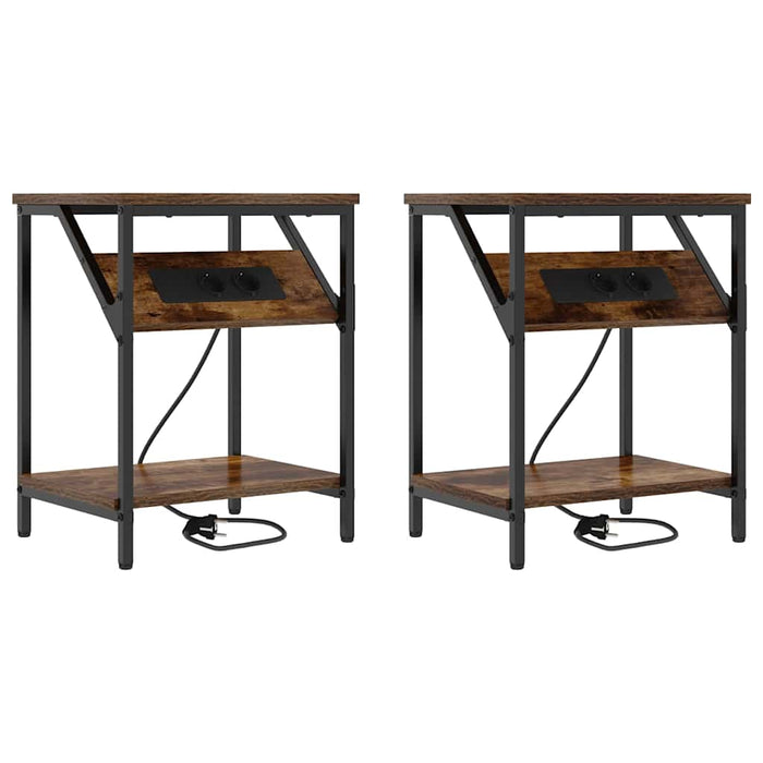 Dulap de noapte 2 pcs Stejar fumuriu 38 x 30 x 48 cm - WALTI WALTI