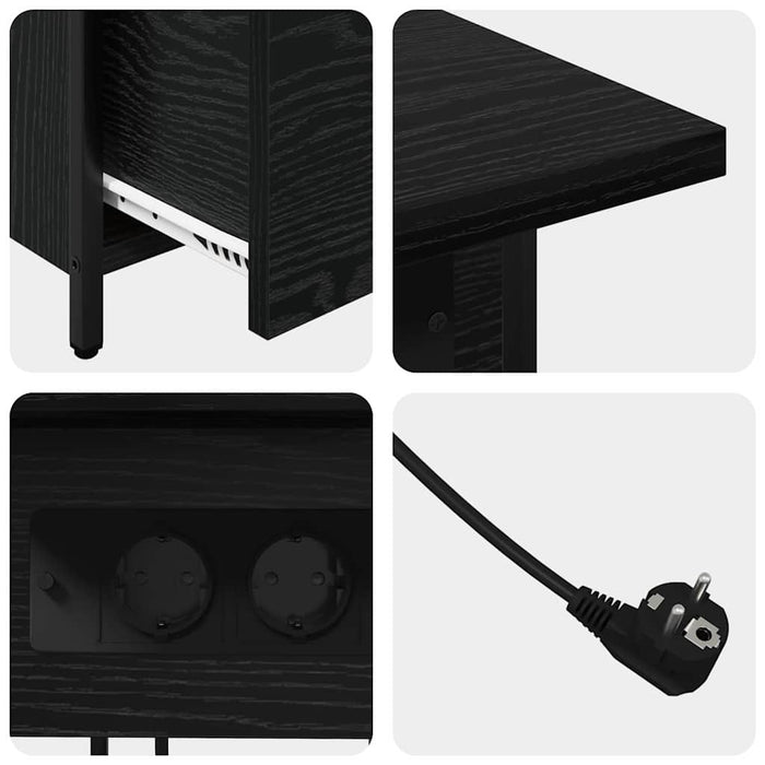 Dulap de noapte Stejar Negru 60 x 30 x 61 cm Lemn compozit - WALTI WALTI