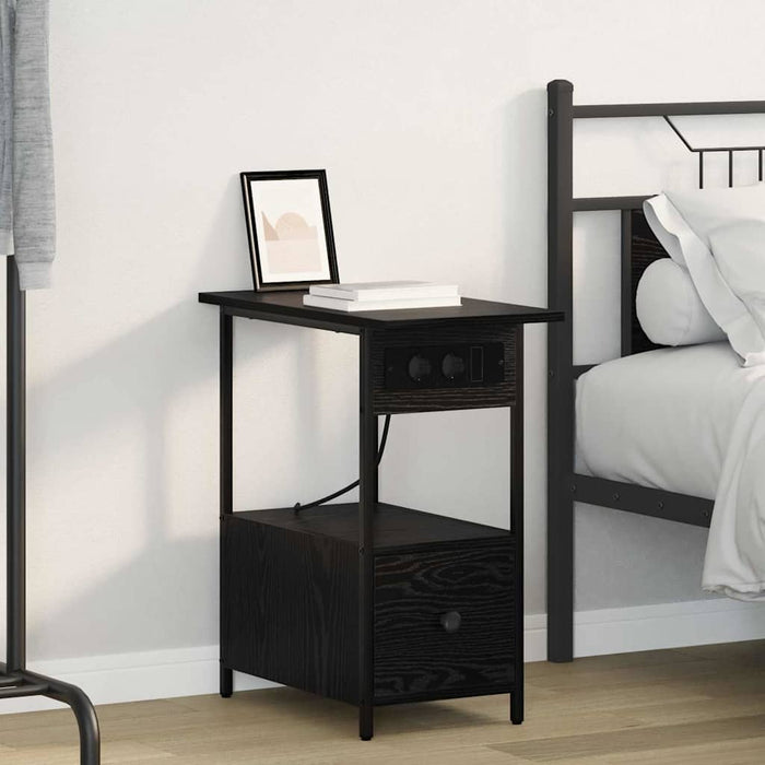 Dulap de noapte Stejar Negru 60 x 30 x 61 cm Lemn compozit - WALTI WALTI