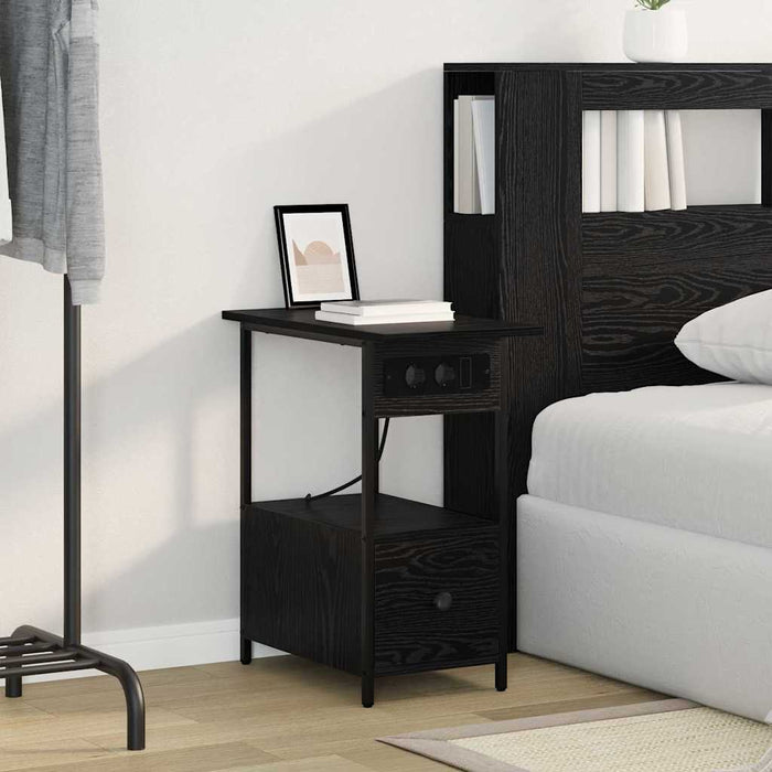 Dulap de noapte Stejar Negru 60 x 30 x 61 cm Lemn compozit - WALTI WALTI