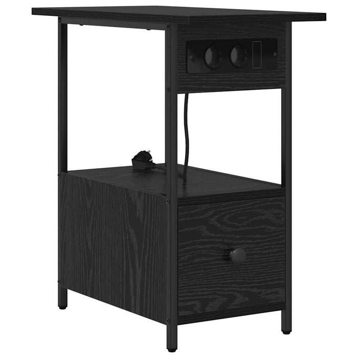 Dulap de noapte Stejar Negru 60 x 30 x 61 cm Lemn compozit - WALTI WALTI