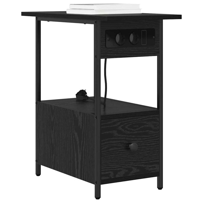 Dulap de noapte Stejar Negru 60 x 30 x 61 cm Lemn compozit - WALTI WALTI