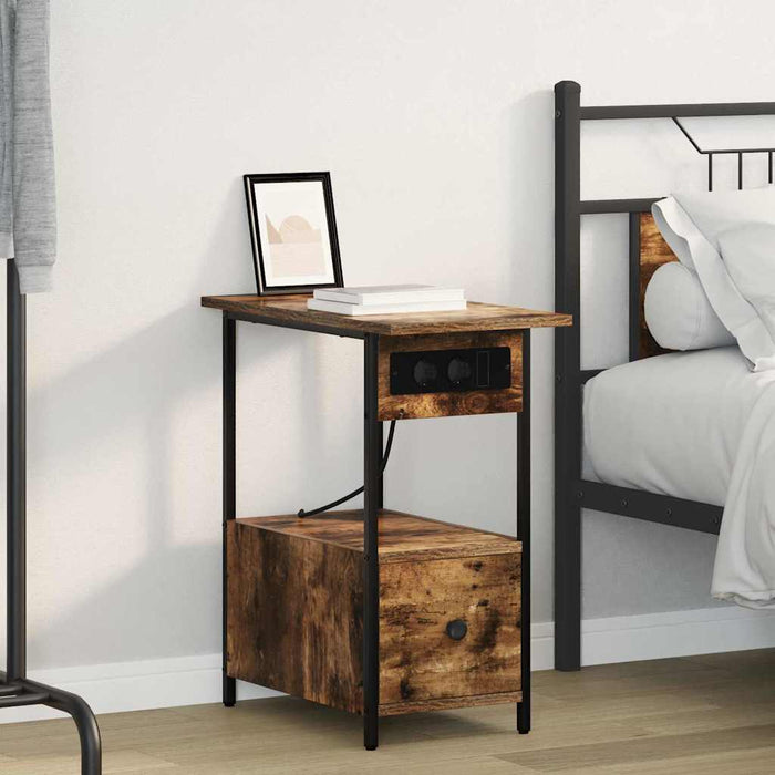 Dulap de noapte Stejar fumuriu 60 x 30 x 61 cm Lemn compozit - WALTI WALTI