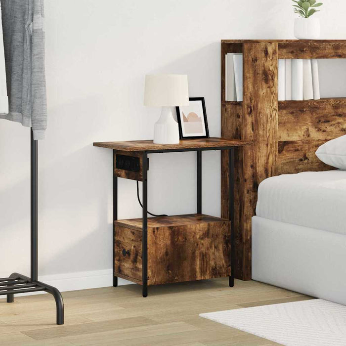 Dulap de noapte Stejar fumuriu 60 x 30 x 61 cm Lemn compozit - WALTI WALTI