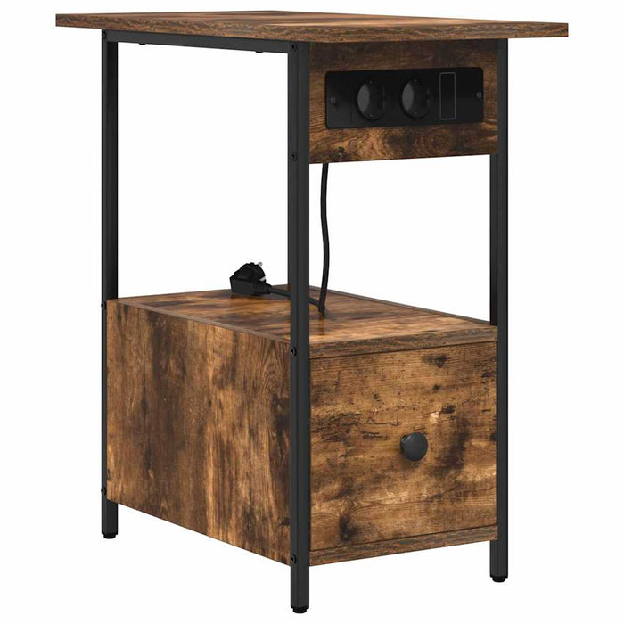 Dulap de noapte Stejar fumuriu 60 x 30 x 61 cm Lemn compozit - WALTI WALTI