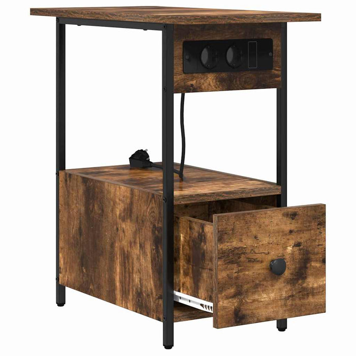 Dulap de noapte Stejar fumuriu 60 x 30 x 61 cm Lemn compozit - WALTI WALTI