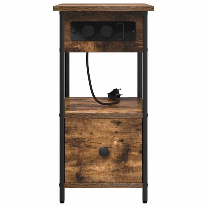 Dulap de noapte Stejar fumuriu 60 x 30 x 61 cm Lemn compozit - WALTI WALTI