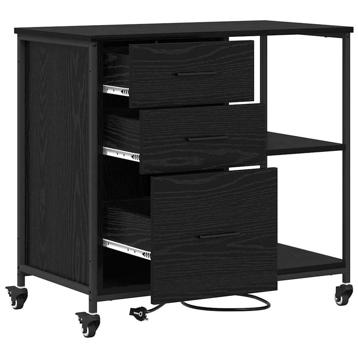 Cabinet cu Stație de Încărcare Stejar Negru 76 x 41 x 72 cm - WALTI WALTI