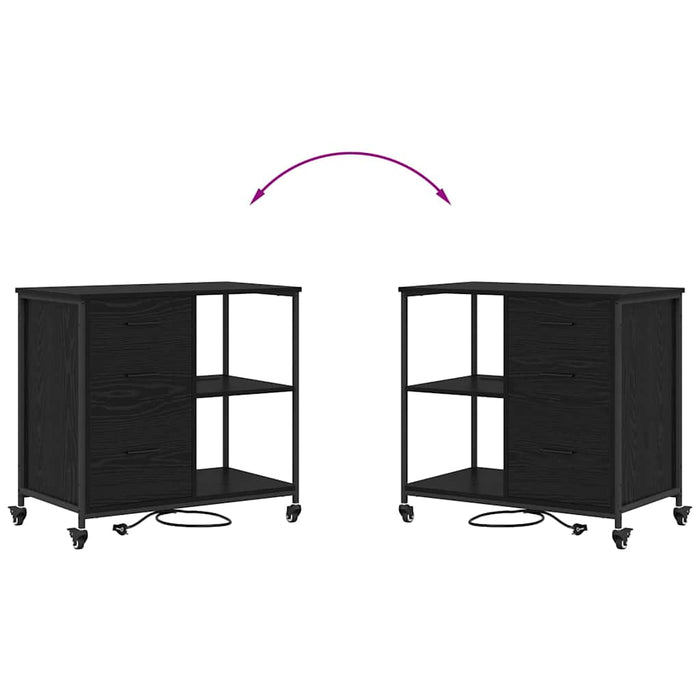 Cabinet cu Stație de Încărcare Stejar Negru 76 x 41 x 72 cm - WALTI WALTI