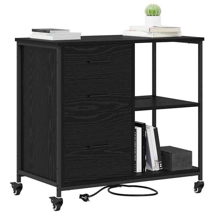 Cabinet cu Stație de Încărcare Stejar Negru 76 x 41 x 72 cm - WALTI WALTI