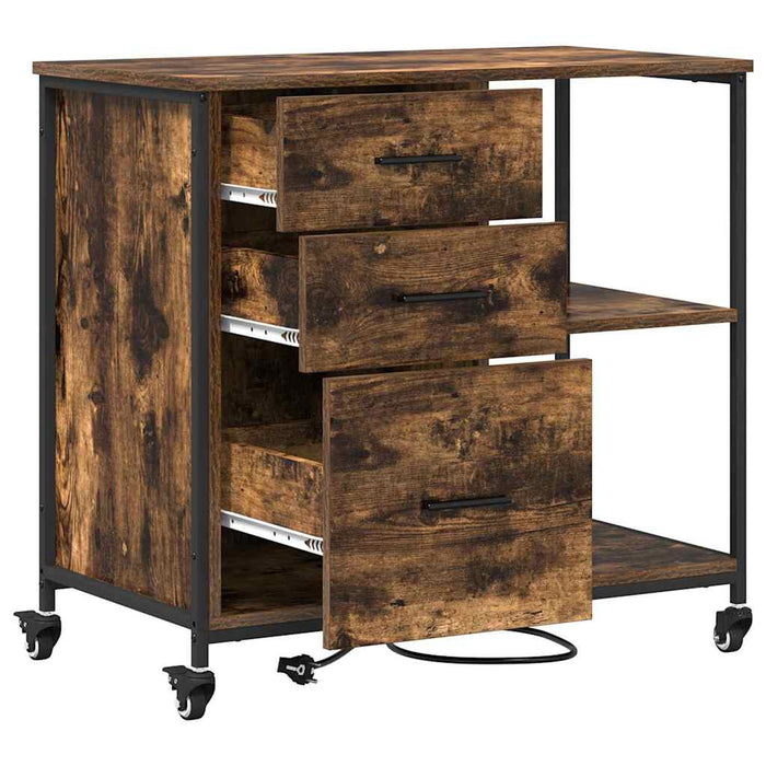Cabinet cu Stație de Încărcare Stejar fumuriu 76 x 41 x 72 cm - WALTI WALTI