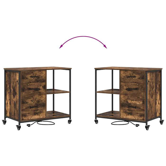 Cabinet cu Stație de Încărcare Stejar fumuriu 76 x 41 x 72 cm - WALTI WALTI