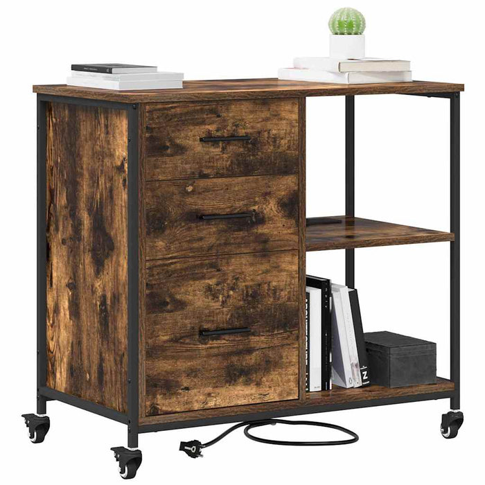 Cabinet cu Stație de Încărcare Stejar fumuriu 76 x 41 x 72 cm - WALTI WALTI