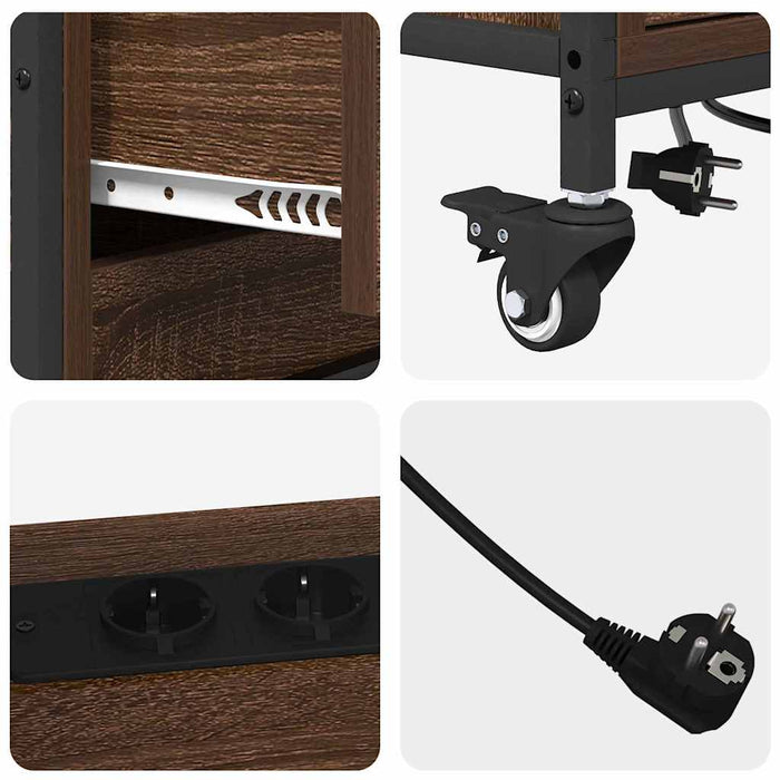 Cabinet cu Stație de Încărcare Stejar închis 76 x 41 x 72 cm - WALTI WALTI