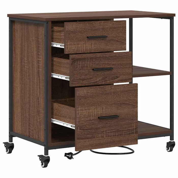 Cabinet cu Stație de Încărcare Stejar închis 76 x 41 x 72 cm - WALTI WALTI
