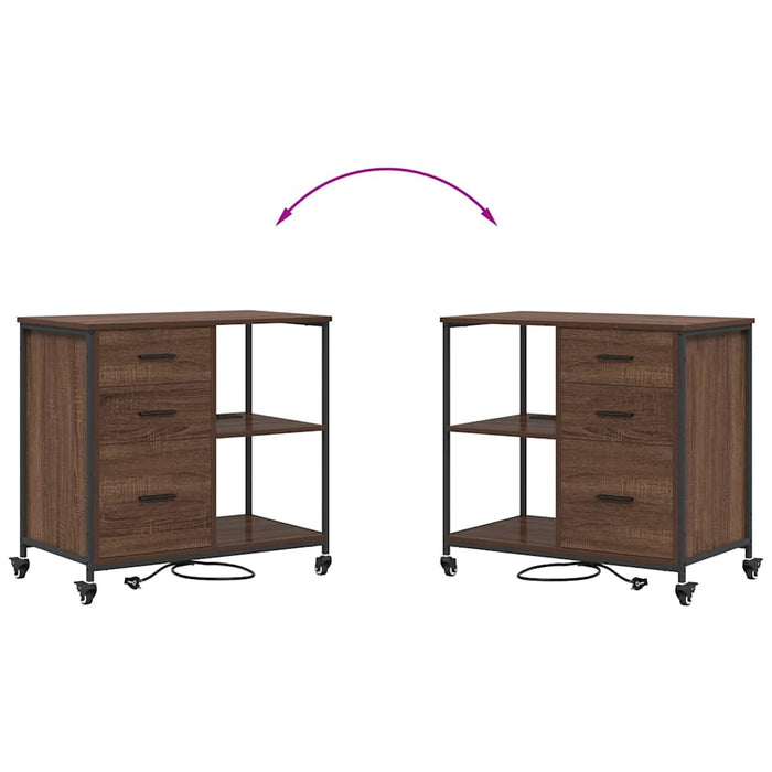 Cabinet cu Stație de Încărcare Stejar închis 76 x 41 x 72 cm - WALTI WALTI