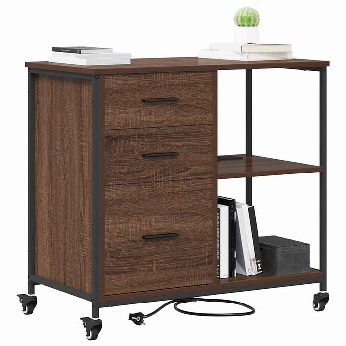 Cabinet cu Stație de Încărcare Stejar închis 76 x 41 x 72 cm - WALTI WALTI