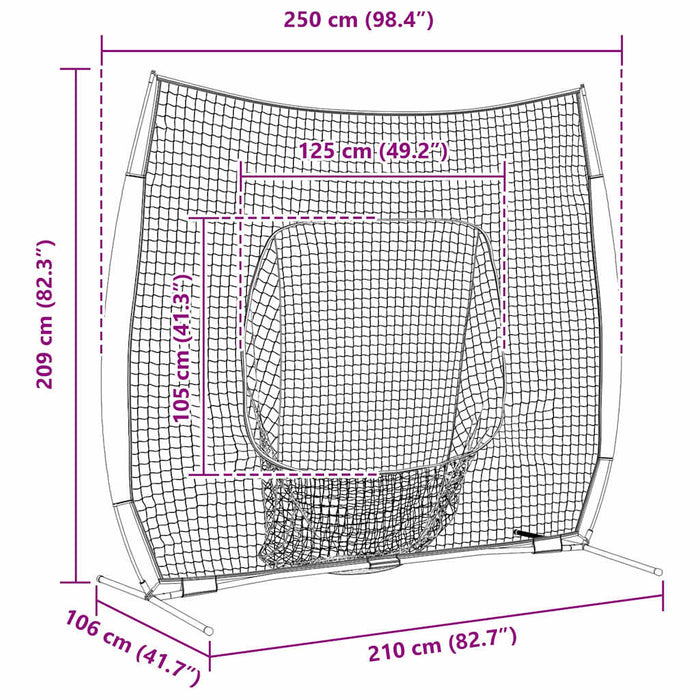 Baseball și Softball Negru 250 x 106 x 209 cm Poliester - WALTI WALTI