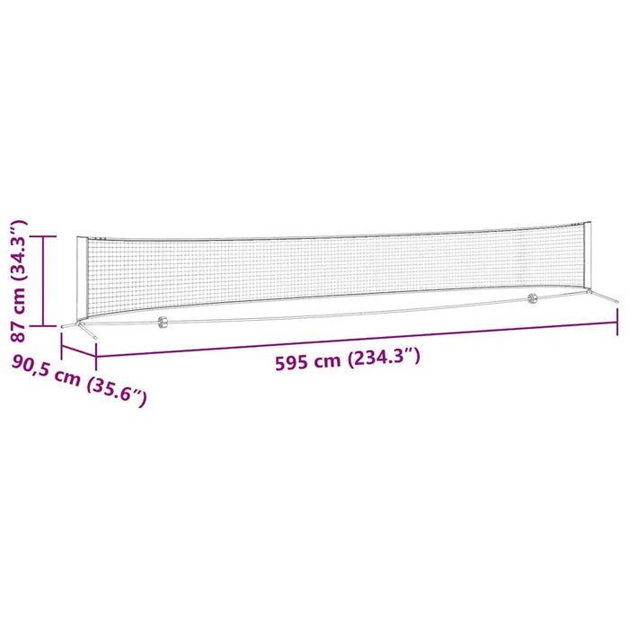 Rețea de tenis Negru și roșu 595 x 90.5 x 87 cm Poliester - WALTI WALTI