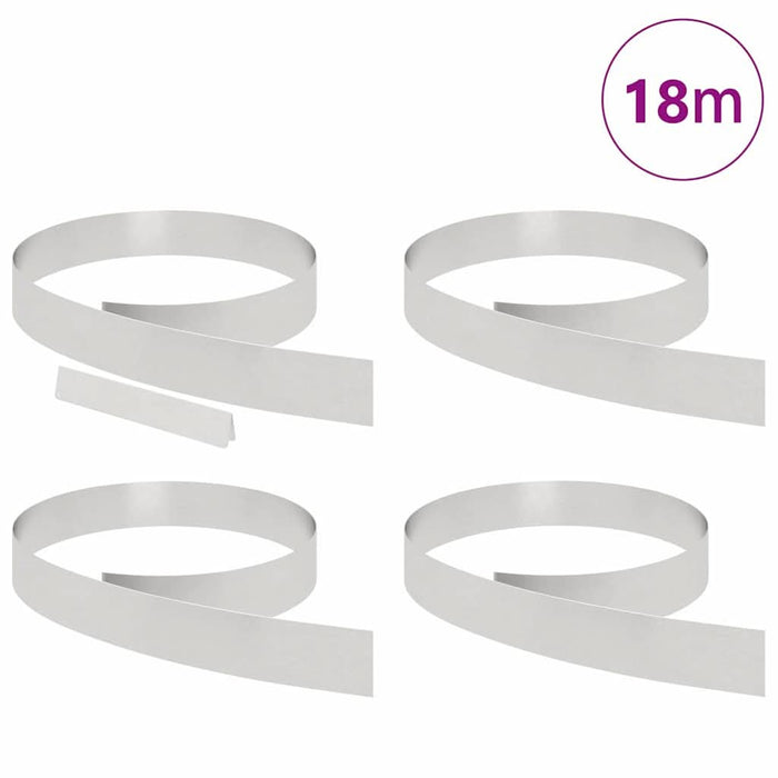 Împrejmuire pentru gazon 4 pcs Argintiu 450 x 10 cm - WALTI WALTI