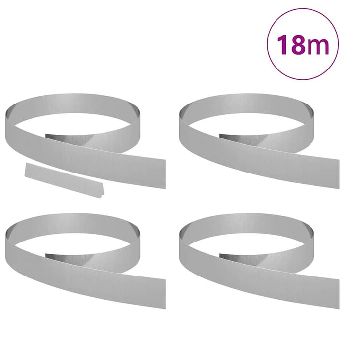 Împrejmuire pentru gazon 4 pcs Argintiu 450 x 10 cm - WALTI WALTI