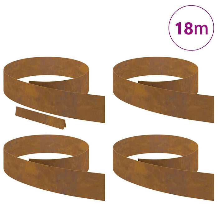 Împrejmuire pentru gazon 4 pcs Ruginit 450 x 15 cm - WALTI WALTI