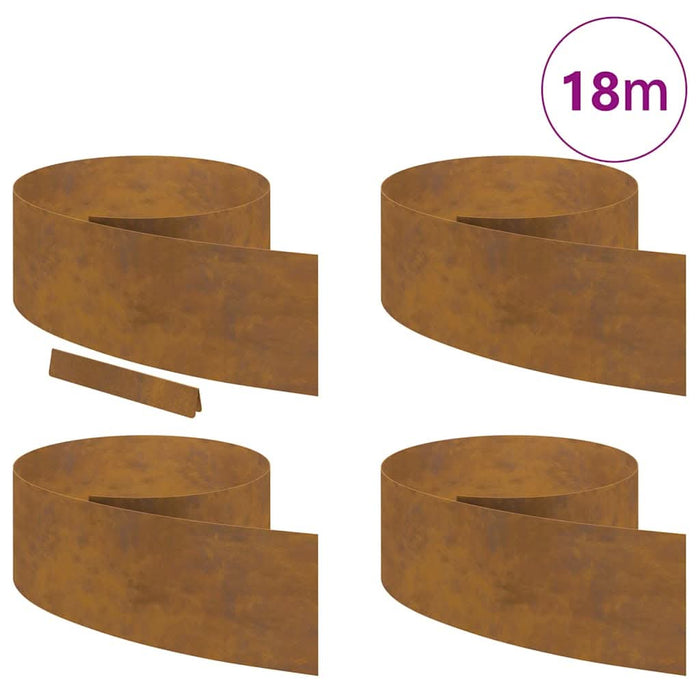 Împrejmuire pentru gazon 4 pcs Ruginit 450 x 25 cm - WALTI WALTI