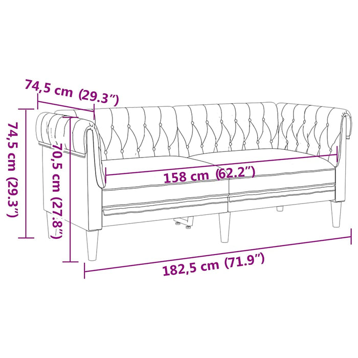Canapea Chesterfield Argyle Gri deschis 182.5 x 74.5 x 74.5 cm - WALTI WALTI