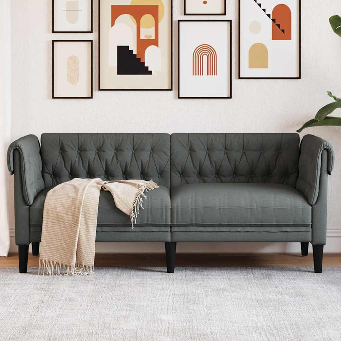 Canapea Chesterfield Gri închis 182.5 x 74.5 x 74.5 cm țesătură - WALTI WALTI