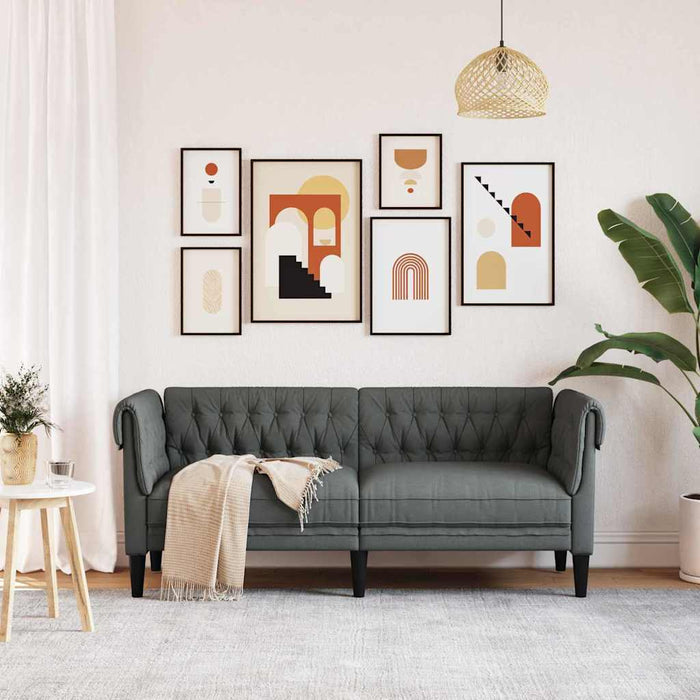 Canapea Chesterfield Gri închis 182.5 x 74.5 x 74.5 cm țesătură - WALTI WALTI