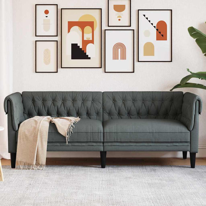 Canapea Chesterfield Gri închis 201.5 x 74.5 x 74.5 cm țesătură - WALTI WALTI