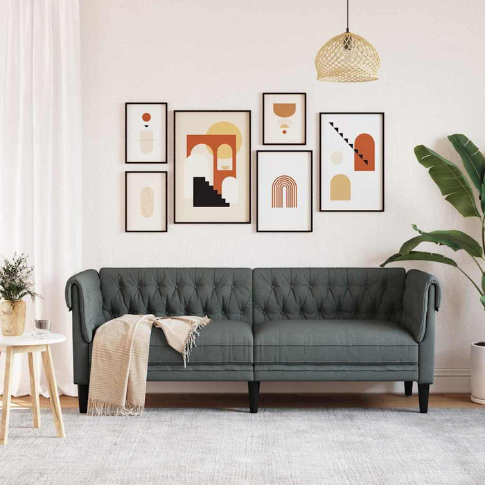Canapea Chesterfield Gri închis 201.5 x 74.5 x 74.5 cm țesătură - WALTI WALTI