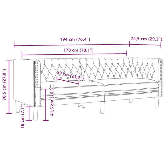 Canapea Negru 194 x 74,5 x 70,5 cm PVC - WALTI WALTI
