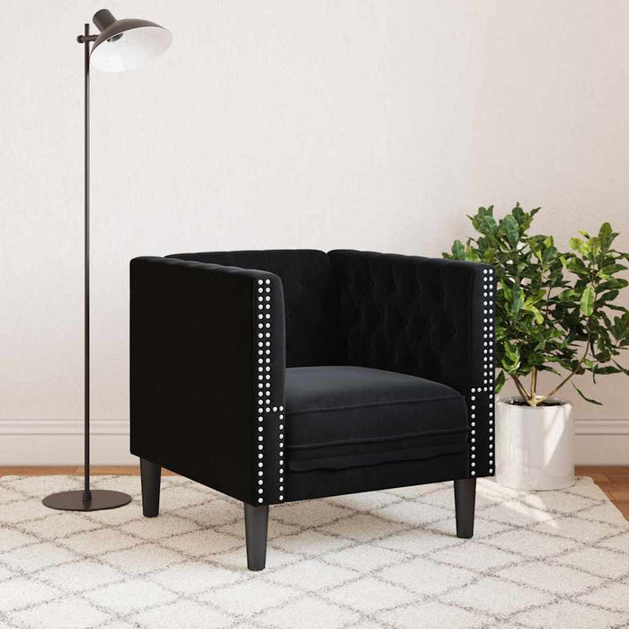 Canapea Negru 74,5 x 71 x 70,5 cm Catifea - WALTI WALTI