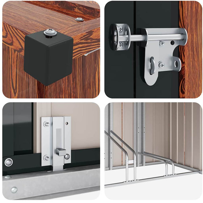 Shed pentru biciclete 3 pcs Maro 215 x 206 x 157 cm Metal - WALTI WALTI