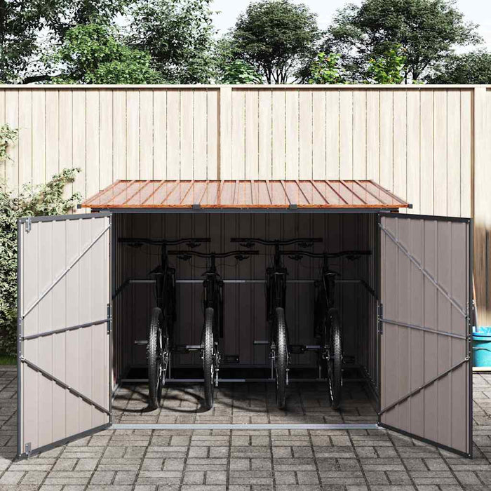 Shed pentru biciclete 3 pcs Maro 215 x 206 x 157 cm Metal - WALTI WALTI