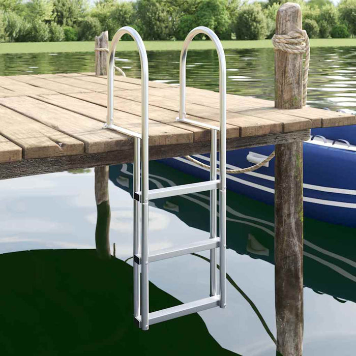 Ladder dock cu 3 pași Argintiu 45 x 11,5 x 134 cm Aluminiu - WALTI WALTI