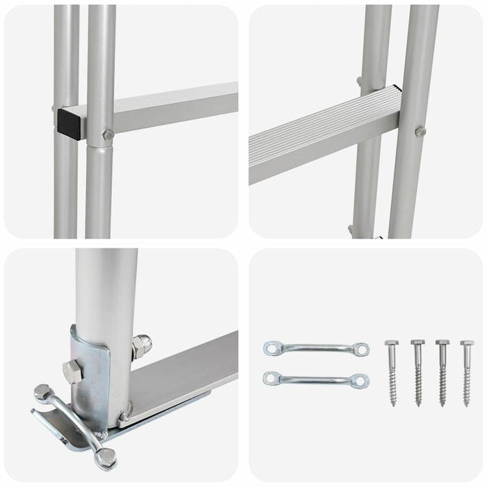 Scară de doc cu 4 trepte Argintiu 45 ×11,5 ×162 cm Aluminiu - WALTI WALTI