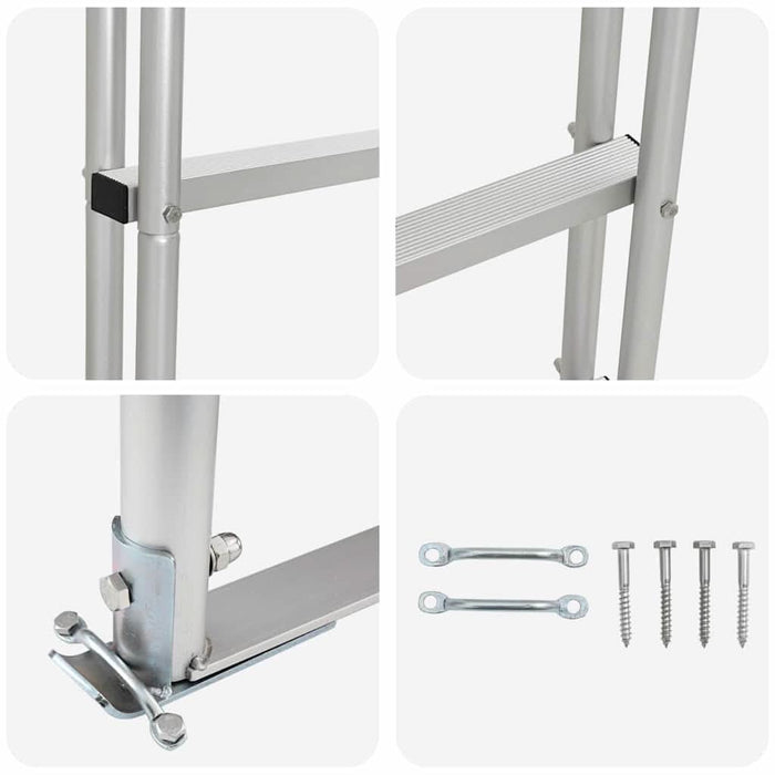 Scară de doc cu 5 trepte Argintiu 45 ×11,5 ×190 cm Aluminiu - WALTI WALTI