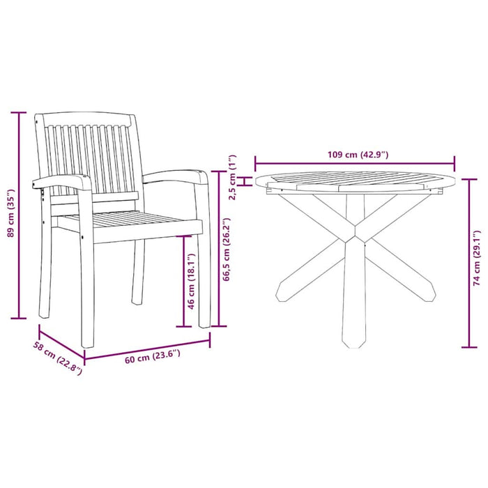 Set de masă pentru grădină 3 pcs Maro 109 x 109 x 74 cm - WALTI WALTI