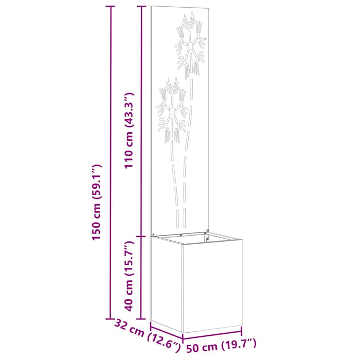 Ecran de intimitate pentru grădină Floral Antracit 32 x 140 cm - WALTI WALTI
