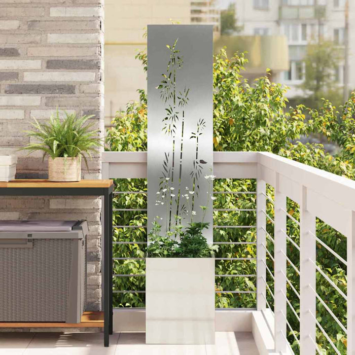 Ghiveci de Grădină cu Panou Decorativ Argintiu 32 x 140 cm - WALTI WALTI