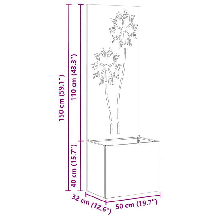 Ecran de intimitate pentru grădină Floral Argintiu 50 x 140 cm - WALTI WALTI