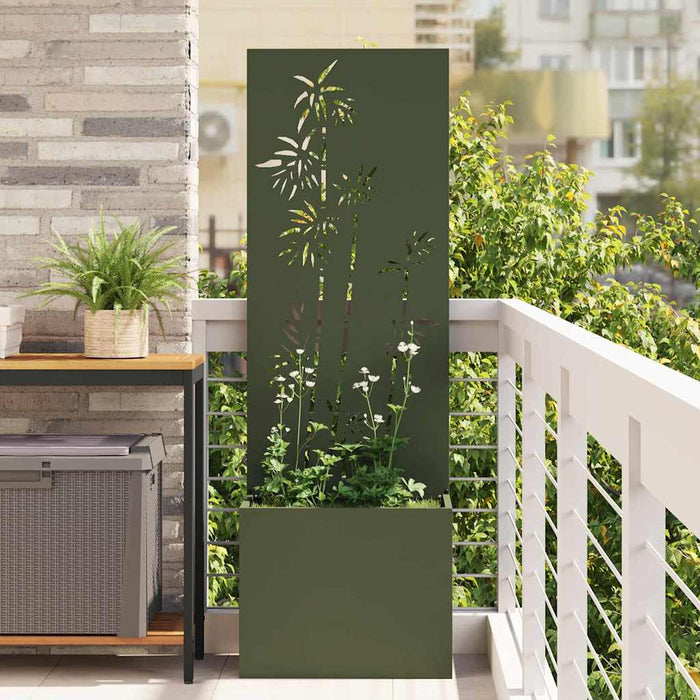 Ghiveci de Grădină cu Panou Decorativ Olivengrønn 50 x 140 cm - WALTI WALTI