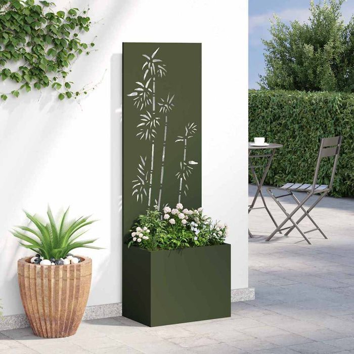 Ghiveci de Grădină cu Panou Decorativ Olivengrønn 50 x 140 cm - WALTI WALTI