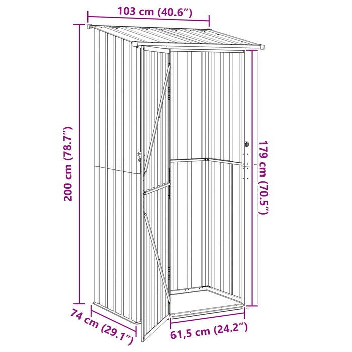 Magazii pentru grădină Antracit 103 x 74 x 200 cm Metal - WALTI WALTI