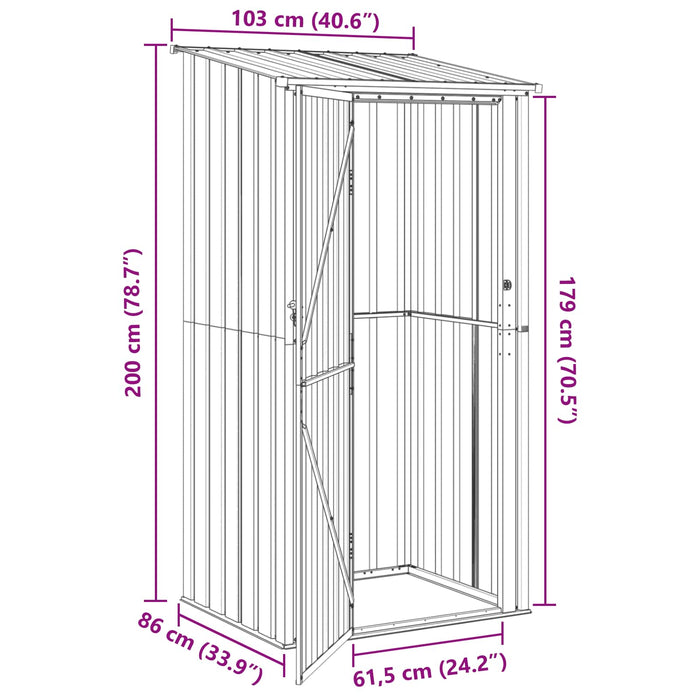 Magazii pentru grădină Antracit 103 x 86 x 200 cm Metal - WALTI WALTI
